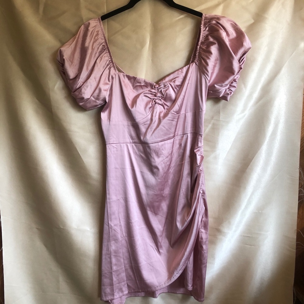 Pink satin mini dress
